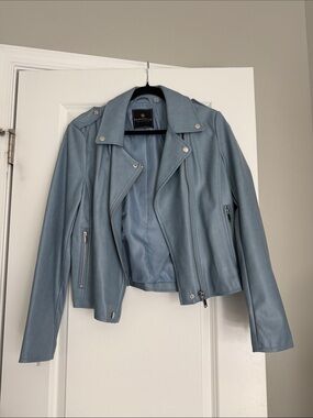 NWT Bagetelle Blue Leather Jacket M